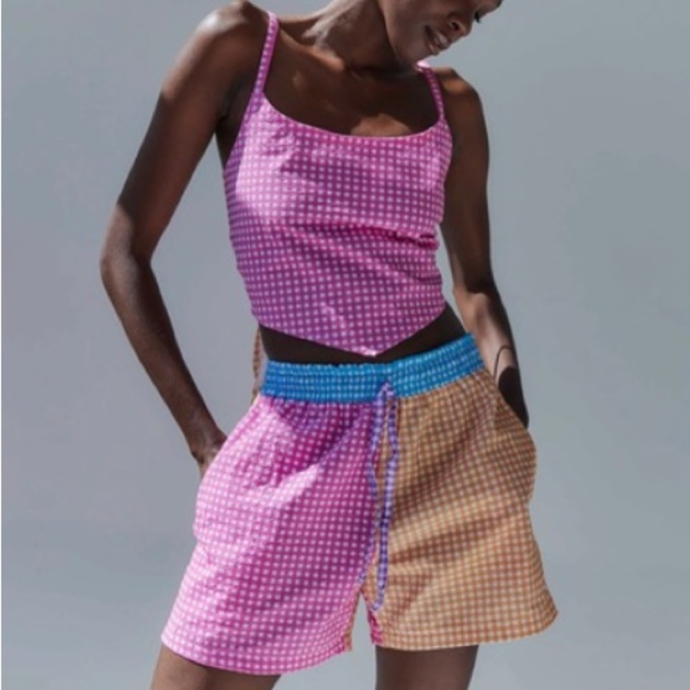 NWT Tach Clothing Osan Shorts (S) Multicolor Gingham